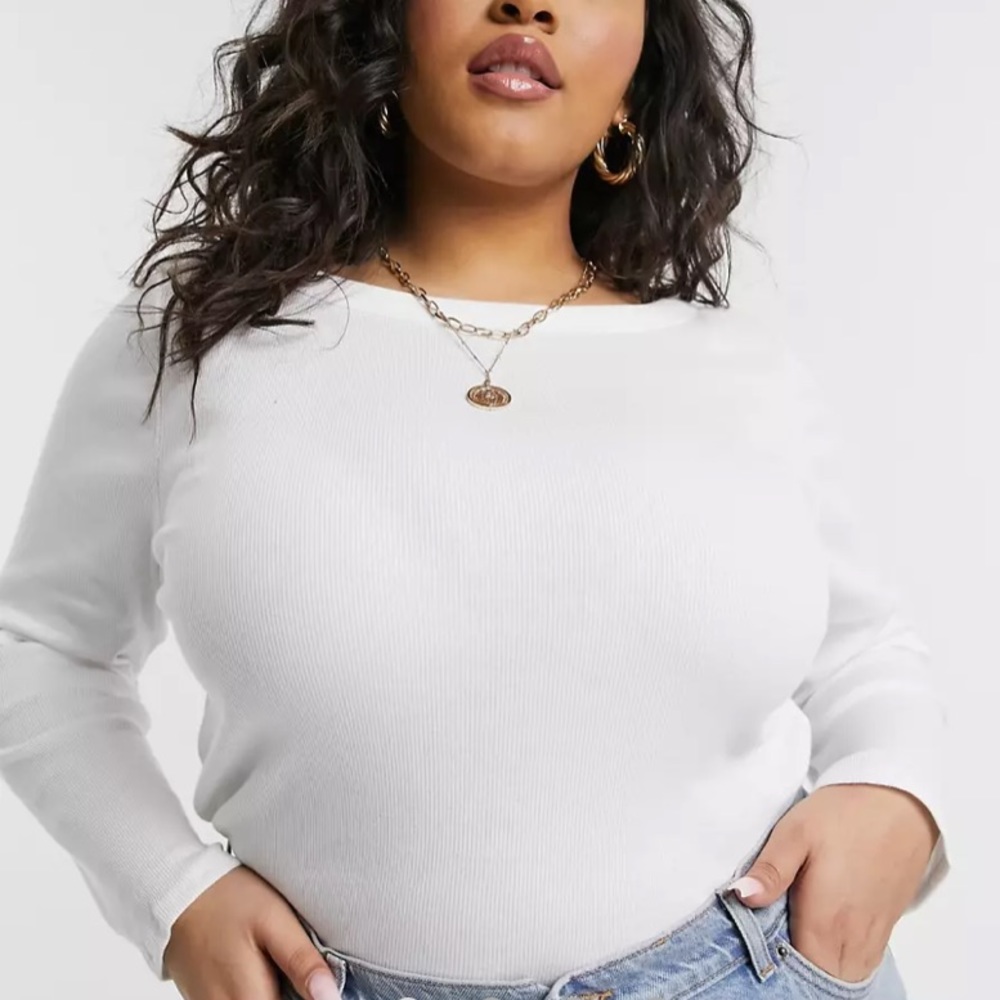 River Island Plus Long Sleeved Boat Neck T-Shirt